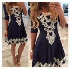 Womens Lace Up V-Neck Dress