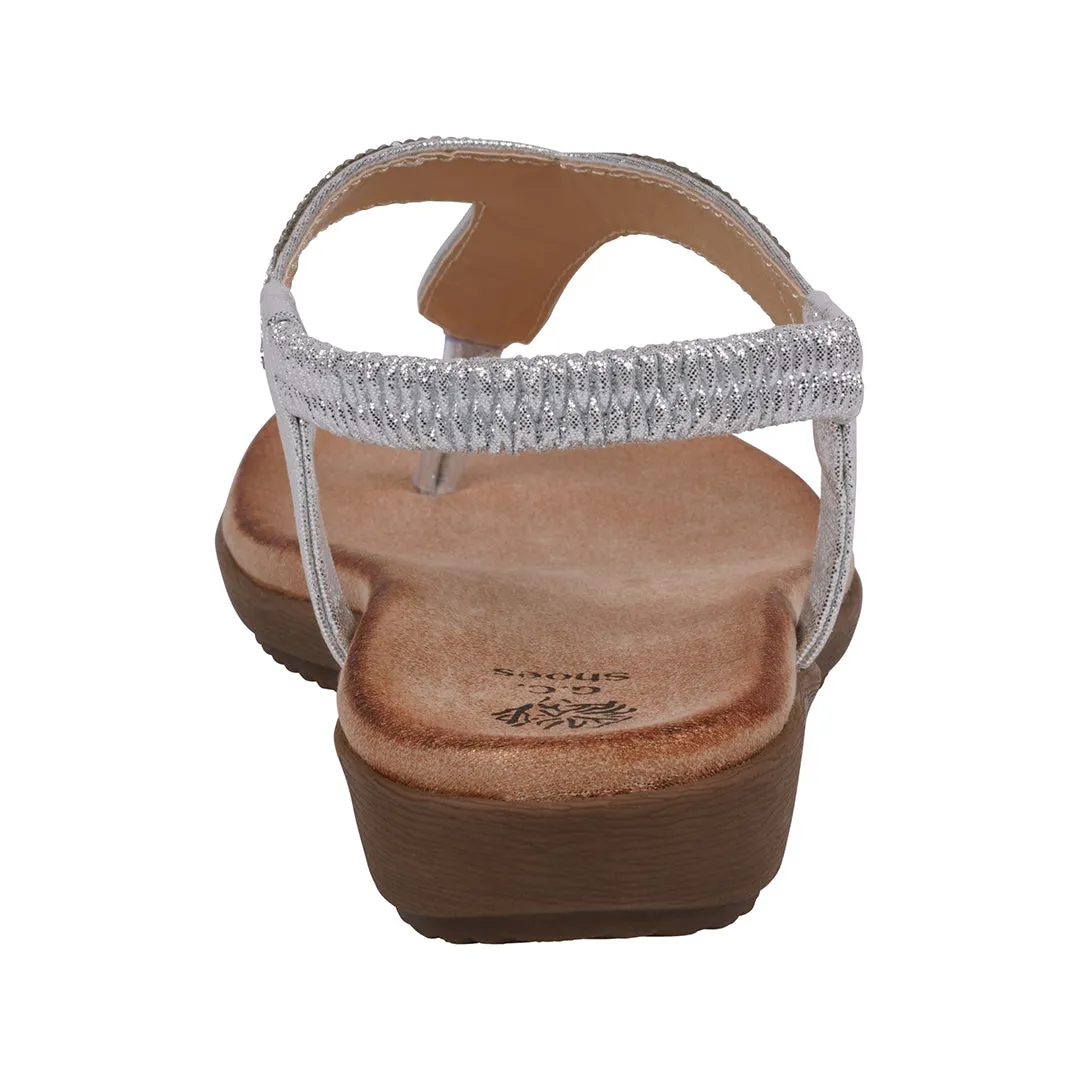 Women's Lori Silver Embellished Flat Sandals