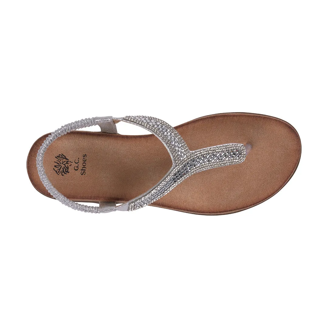 Women's Lori Silver Embellished Flat Sandals