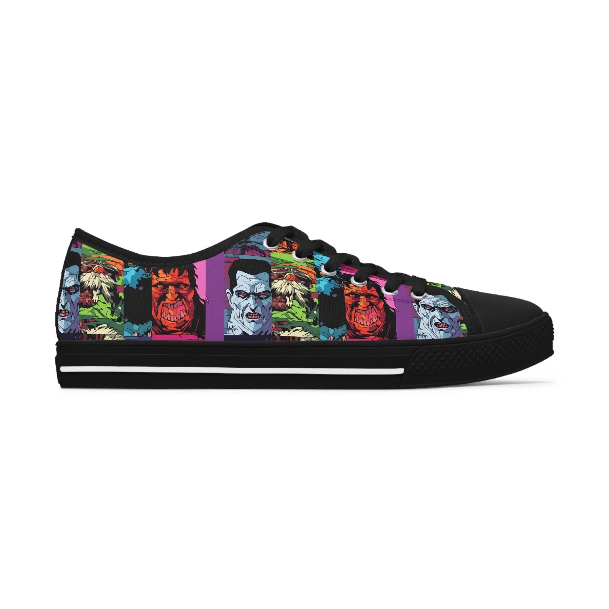 Women's Low Top Sneakers - Spooky Monsters Anime Beta