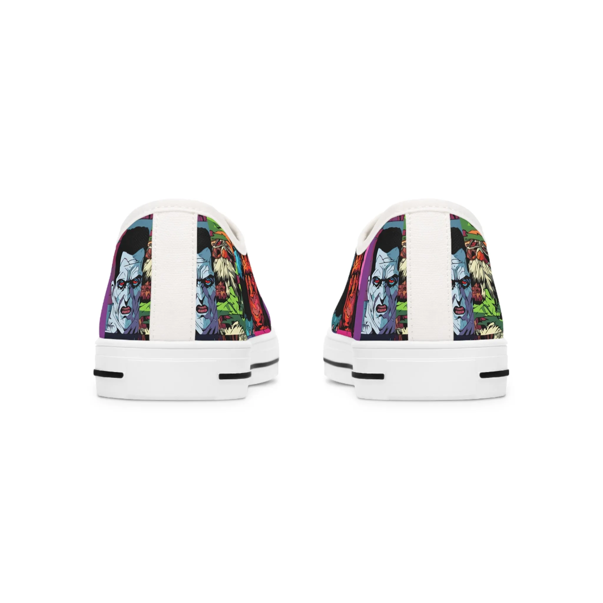 Women's Low Top Sneakers - Spooky Monsters Anime Beta