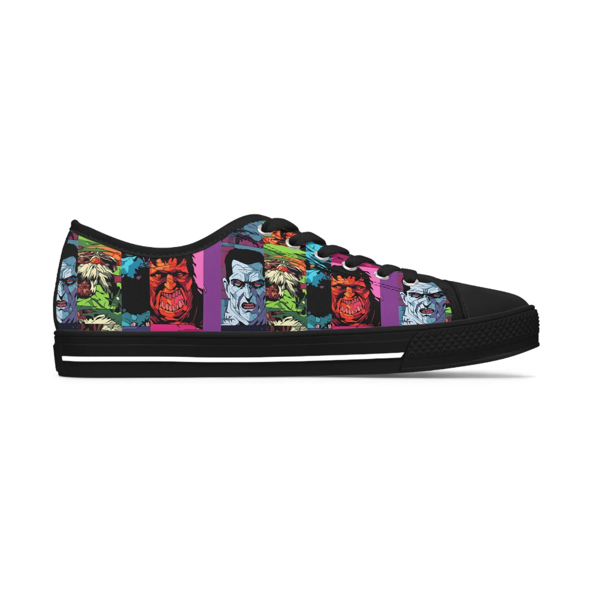 Women's Low Top Sneakers - Spooky Monsters Anime Beta