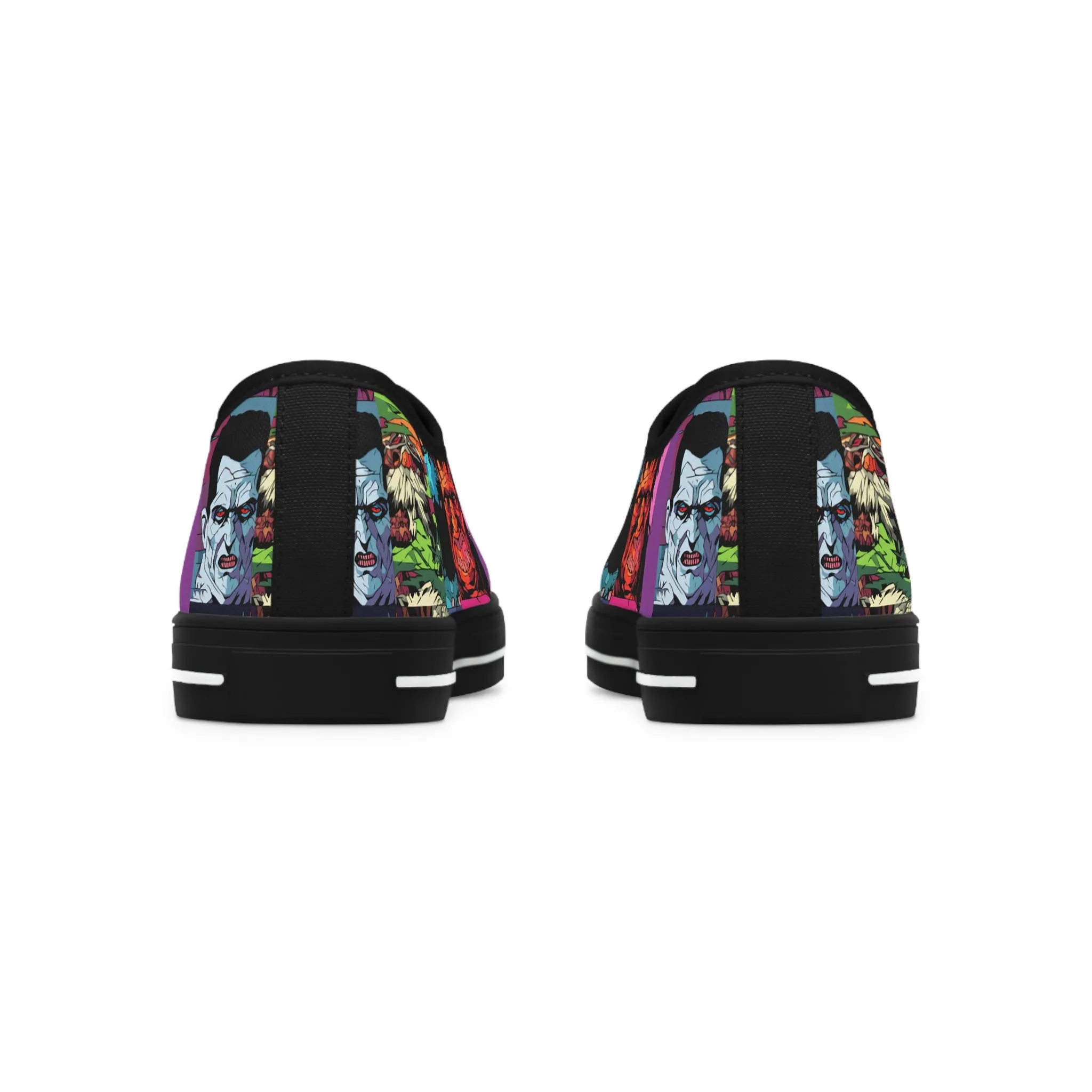 Women's Low Top Sneakers - Spooky Monsters Anime Beta