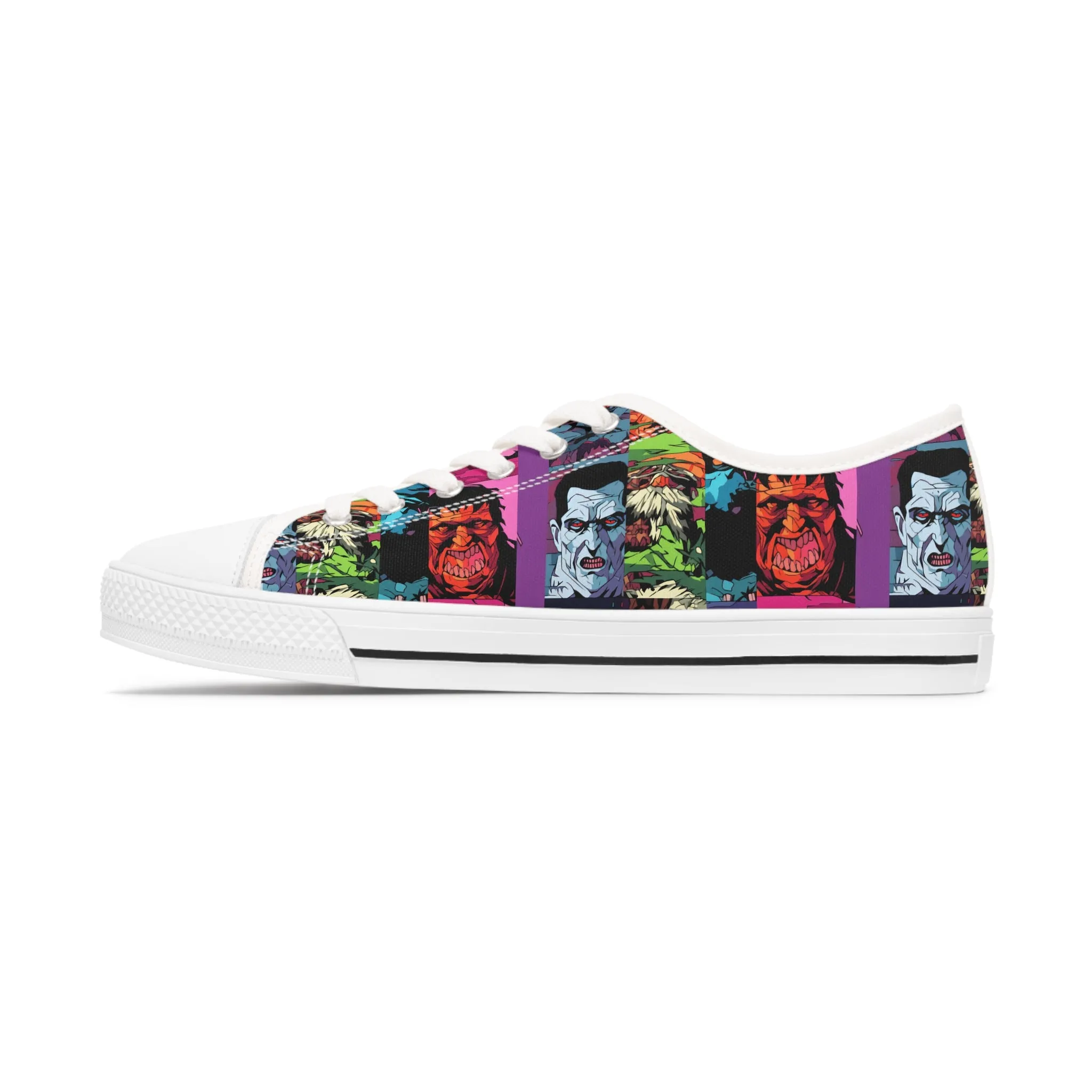 Women's Low Top Sneakers - Spooky Monsters Anime Beta