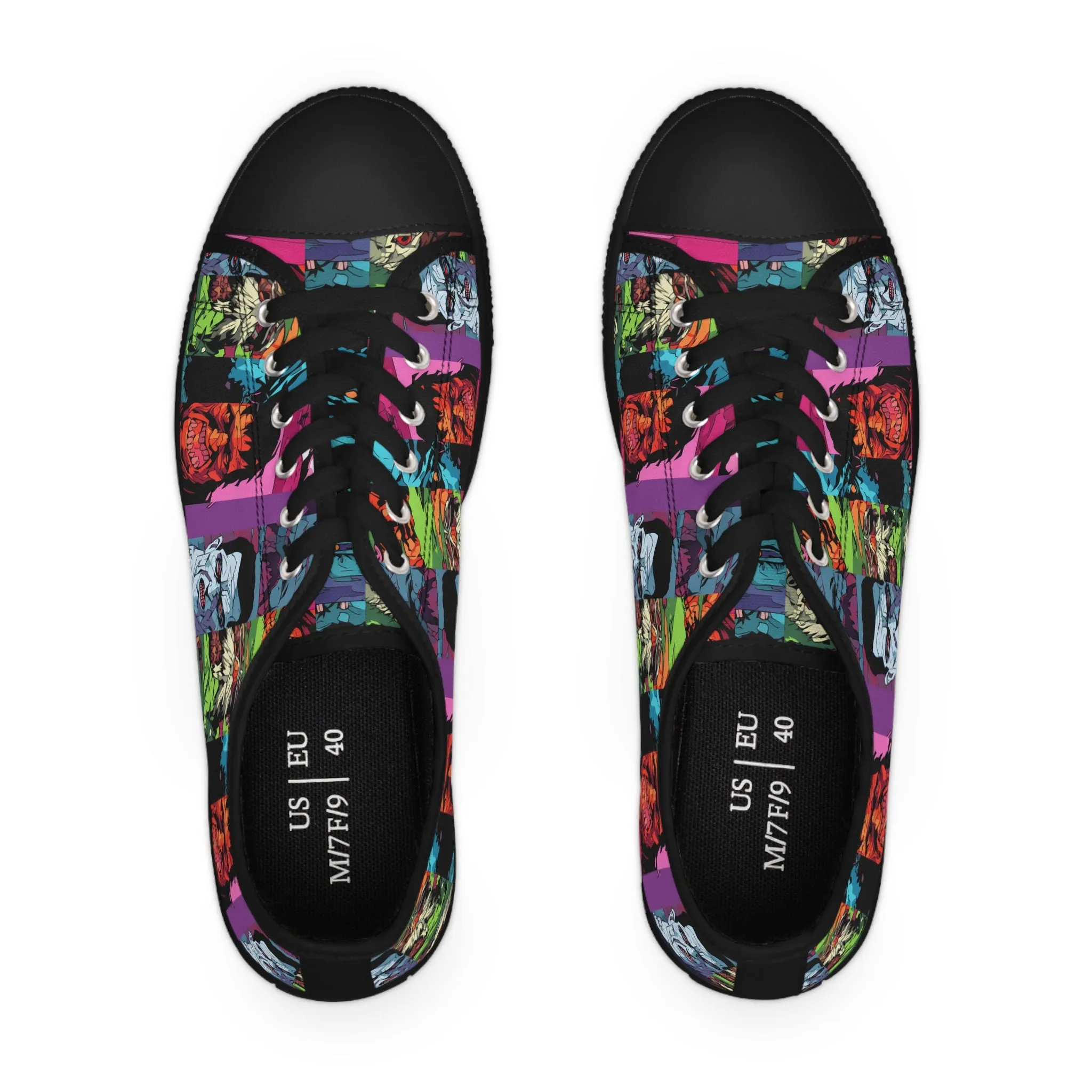 Women's Low Top Sneakers - Spooky Monsters Anime Beta