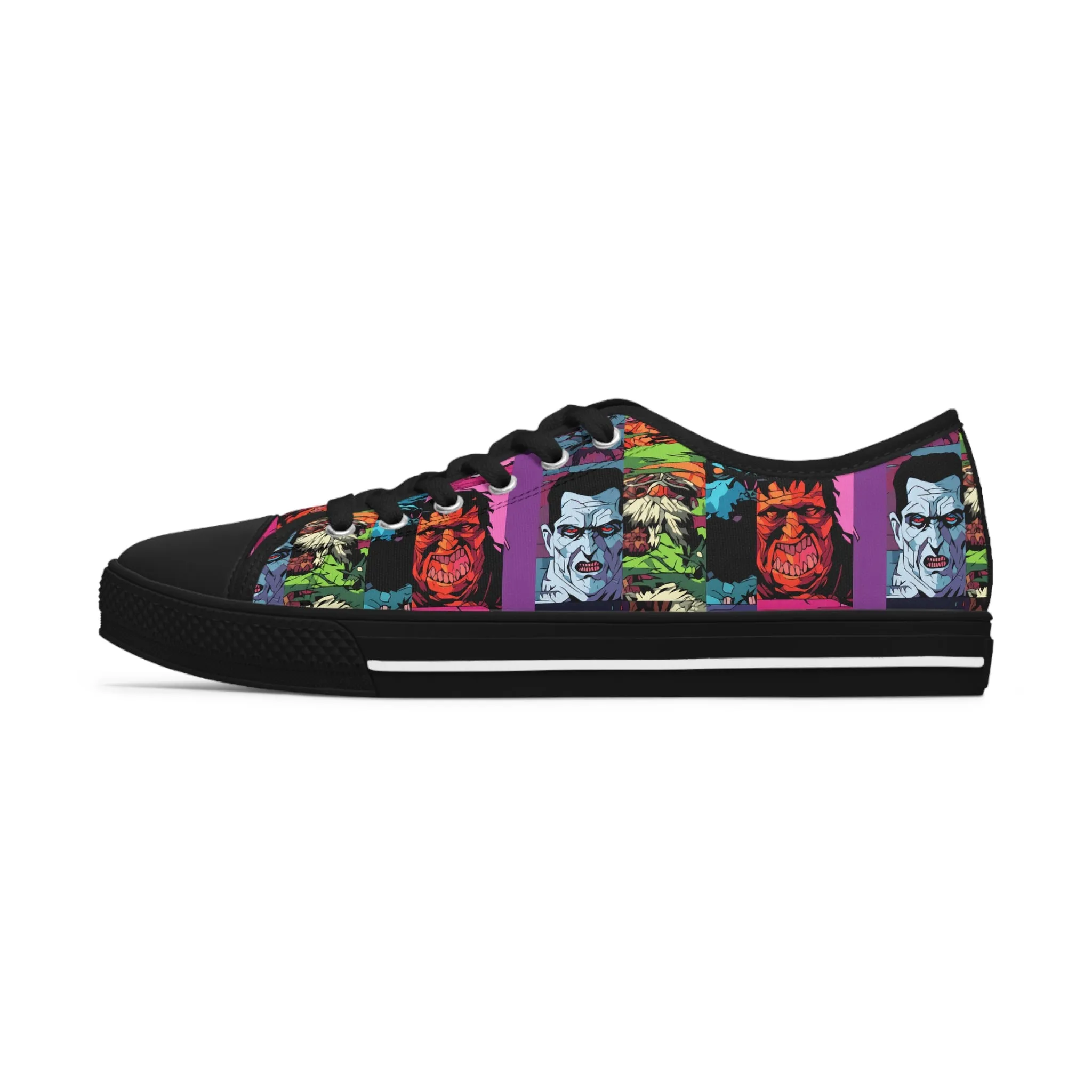 Women's Low Top Sneakers - Spooky Monsters Anime Beta