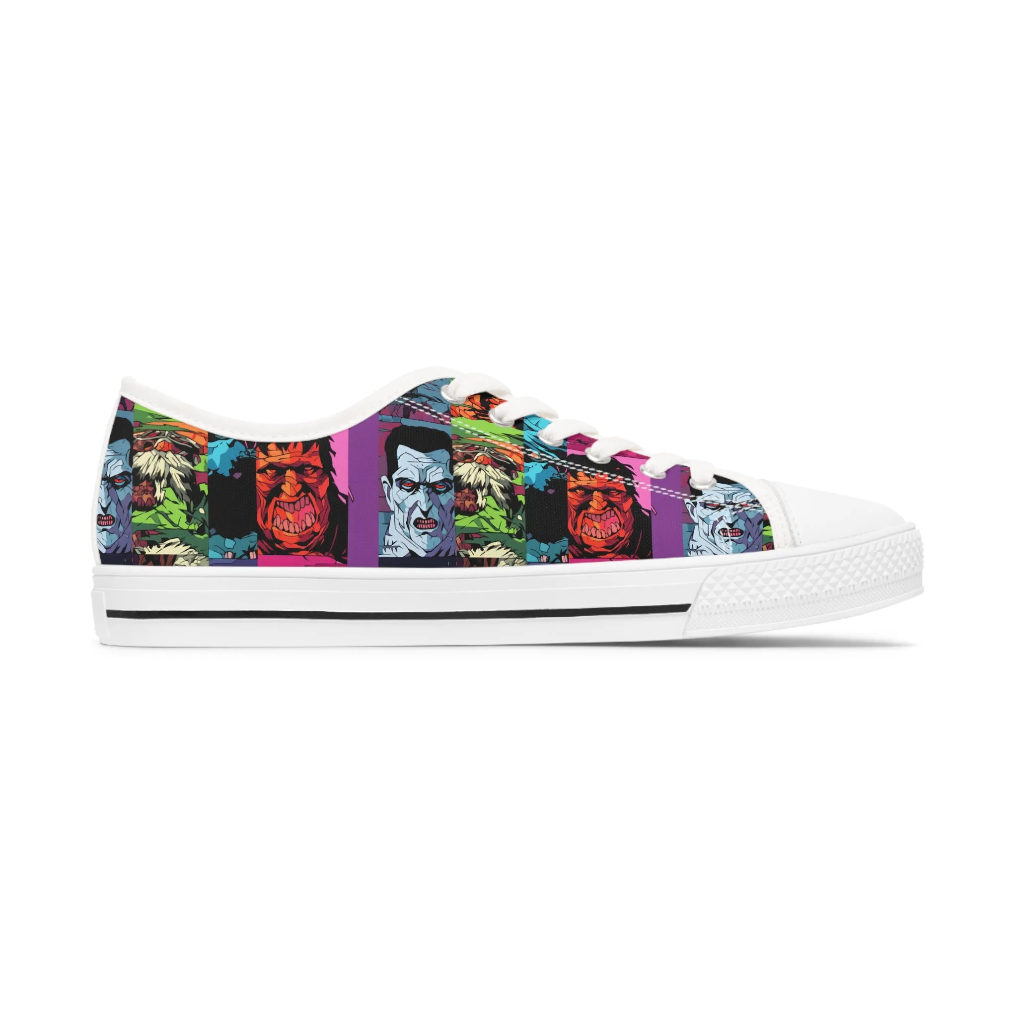 Women's Low Top Sneakers - Spooky Monsters Anime Beta