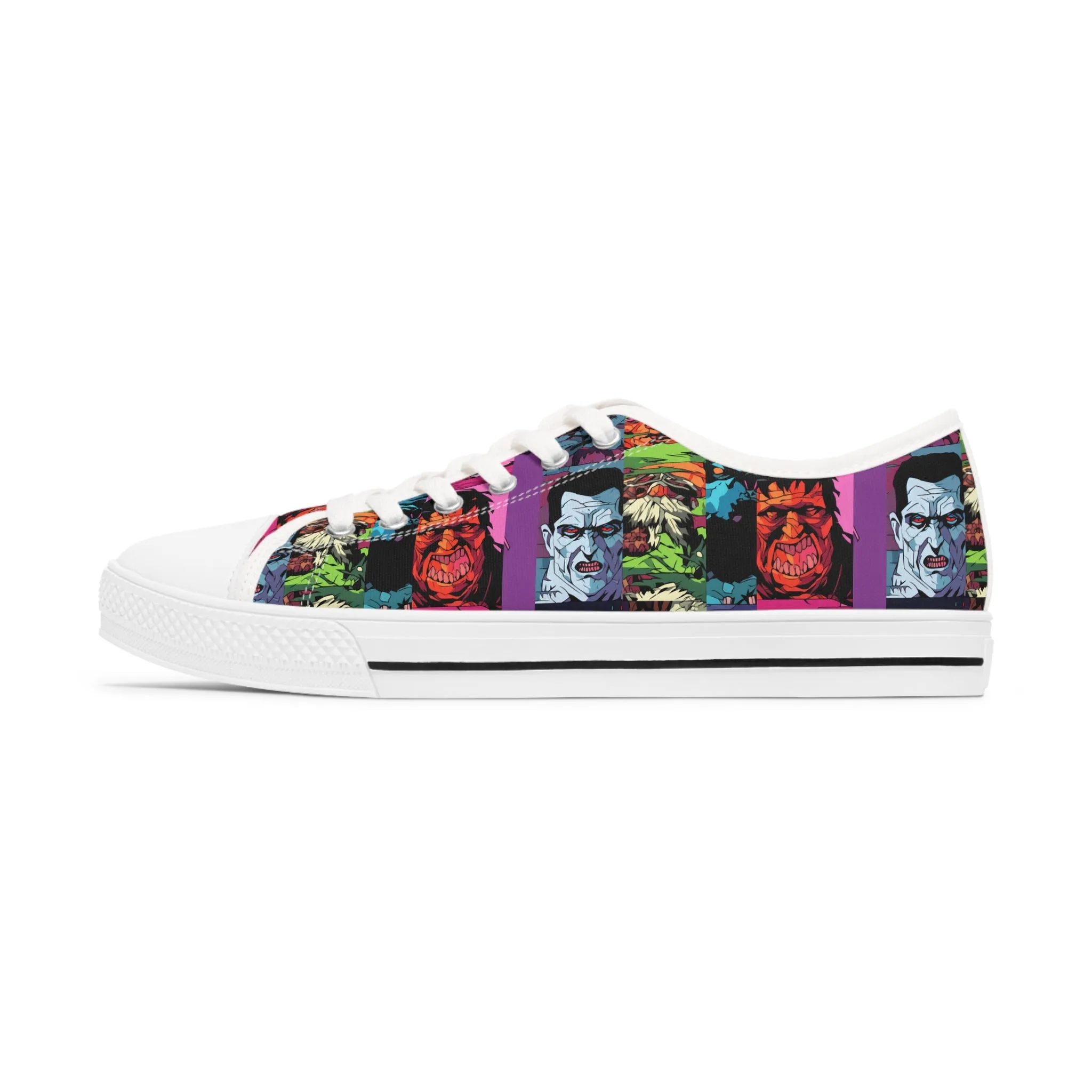 Women's Low Top Sneakers - Spooky Monsters Anime Beta