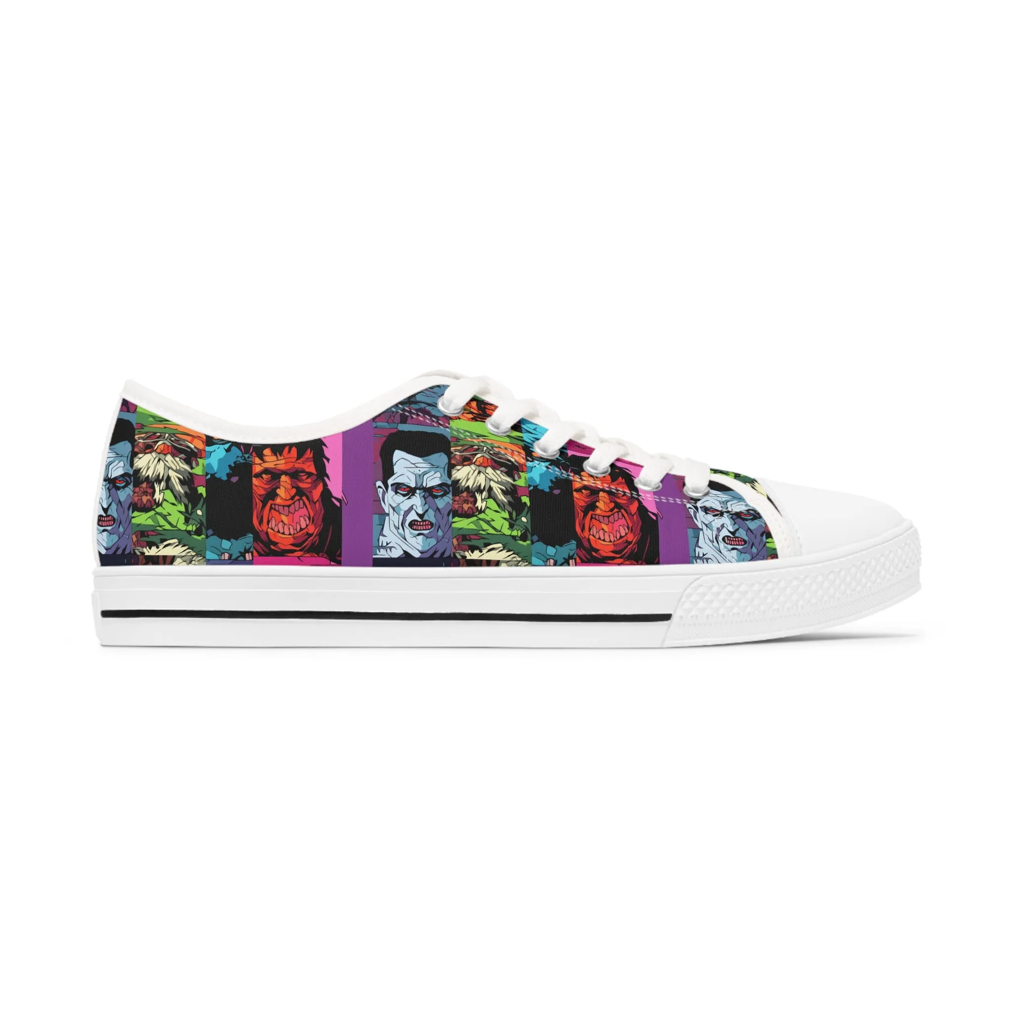 Women's Low Top Sneakers - Spooky Monsters Anime Beta