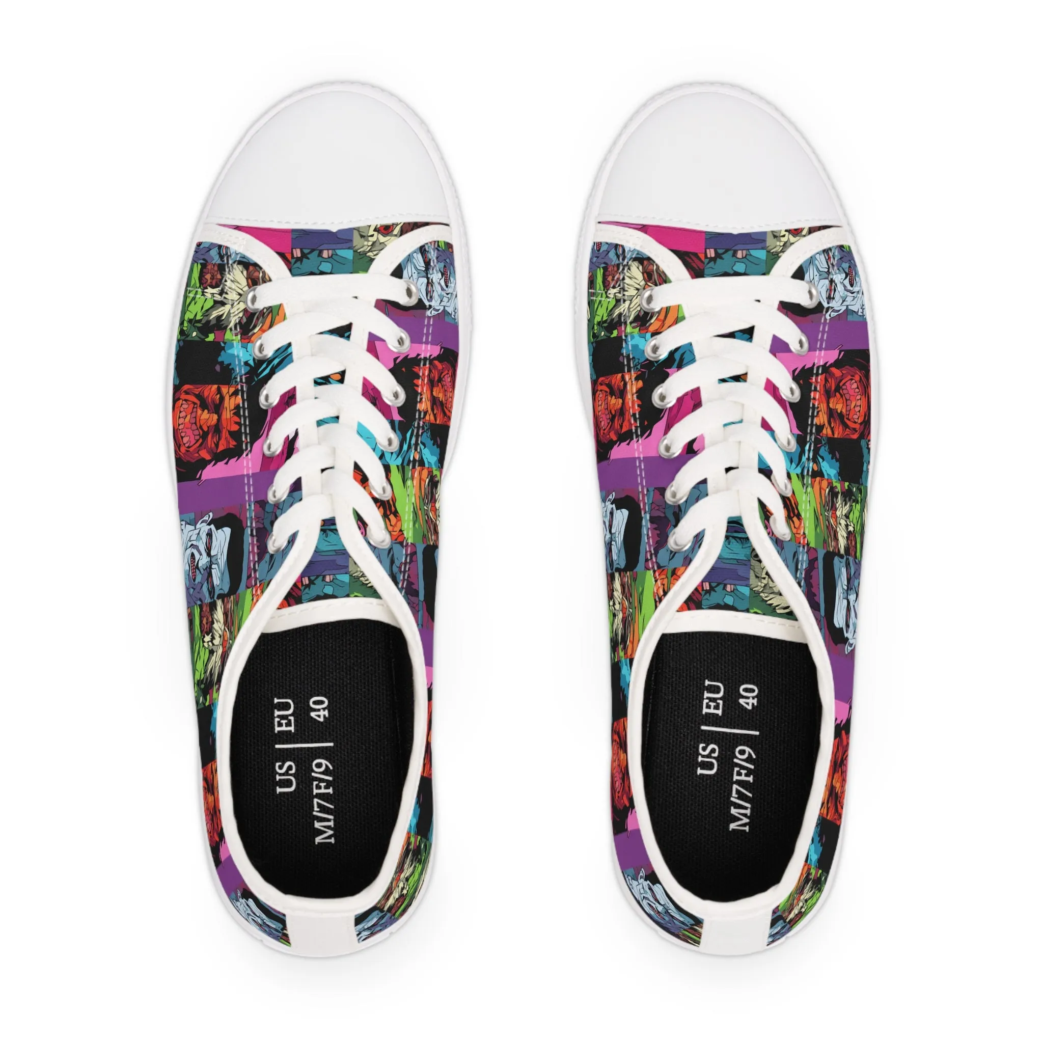 Women's Low Top Sneakers - Spooky Monsters Anime Beta