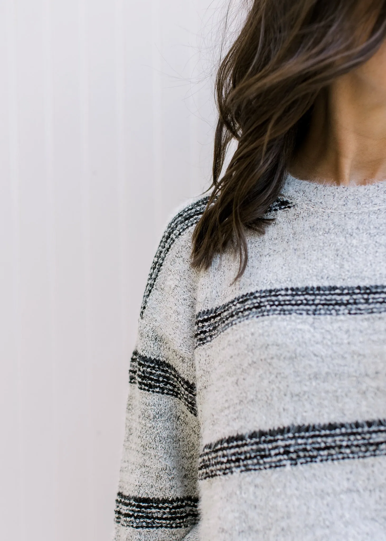X Gray and Black Striped Sweater