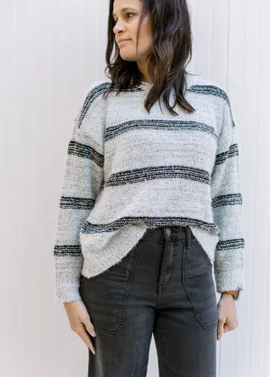 X Gray and Black Striped Sweater