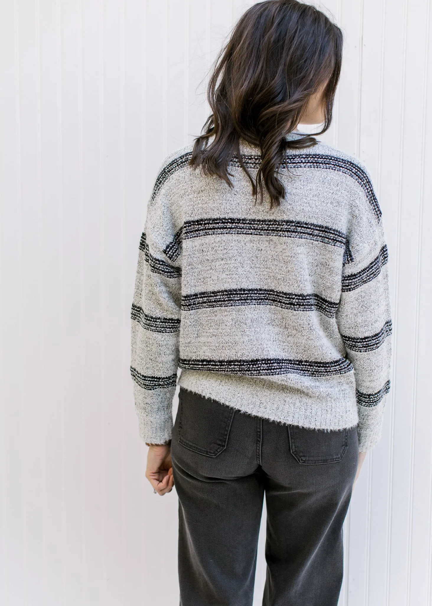 X Gray and Black Striped Sweater