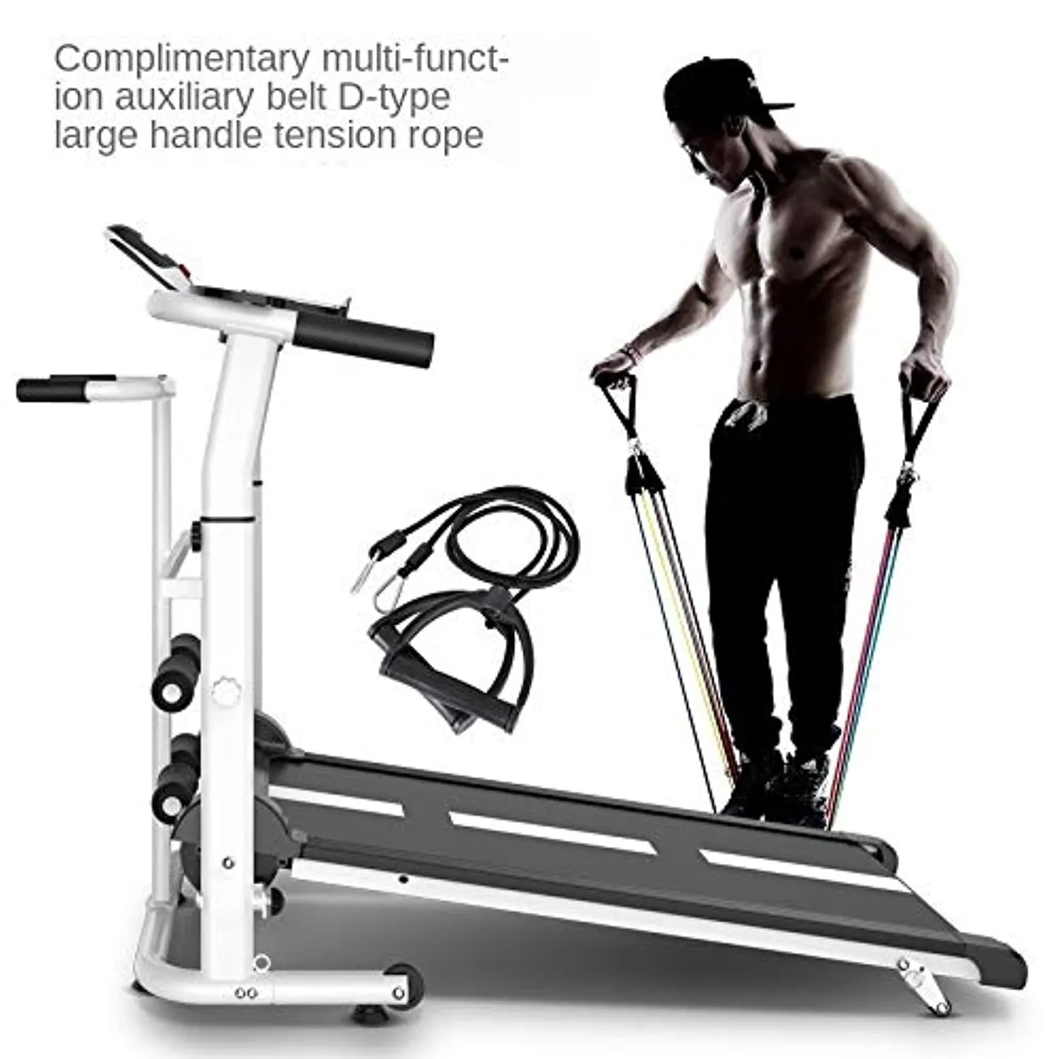 Zzfni Treadmill Pink Treadmill Foldable Manual Running Training Sports Multifunctional Mute Fitness Equipment 3 in 1 Twisting Waist Machine Foldable Treadmill (Color : Pink)